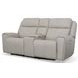 Barnett Cream Leather Power Reclining Console 77" Loveseat With Power Headrest And Lumbar