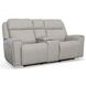 Barnett Cream Leather Power Reclining Console 77" Loveseat With Power Headrest And Lumbar