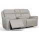 Barnett Cream Leather Power Reclining Console 77" Loveseat With Power Headrest And Lumbar