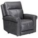 Alexander Weathered Stone Gray Leather Zero Gravity Triple Power Recliner with USB Charging and Nailhead Trim