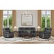 Alexander Weathered Stone Gray Leather Zero Gravity Triple Power Recliner with USB Charging and Nailhead Trim