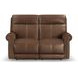 Alexander Weathered Khaki Brown Leather 64" Zero Gravity Triple Power Reclining Loveseat with USB Charging and Nailhead Trim