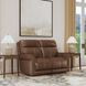 Alexander Weathered Khaki Brown Leather 64" Zero Gravity Triple Power Reclining Loveseat with USB Charging and Nailhead Trim