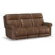 Alexander Weathered Khaki Brown Leather 87" Zero Gravity Triple Power Reclining Sofa with USB Charging and Nailhead Trim