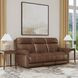 Alexander Weathered Khaki Brown Leather 87" Zero Gravity Triple Power Reclining Sofa with USB Charging and Nailhead Trim