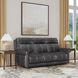 Alexander Weathered Stone Gray Leather 87" Zero Gravity Triple Power Reclining Loveseat with USB Charging and Nailhead Trim