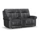 Alexander Weathered Stone Gray Leather 76" Zero Gravity Triple Power Reclining Loveseat with USB Charging and Nailhead Trim