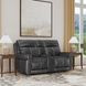 Alexander Weathered Stone Gray Leather 76" Zero Gravity Triple Power Reclining Loveseat with USB Charging and Nailhead Trim