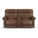 Alexander Weathered Khaki Brown Leather 76" Zero Gravity Triple Power Reclining Loveseat with USB Charging and Nailhead Trim
