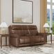 Alexander Weathered Khaki Brown Leather 76" Zero Gravity Triple Power Reclining Loveseat with USB Charging and Nailhead Trim