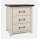 Madison Vintage White 3 Drawer Nightstand with USB Charging