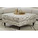 Durango Pewter Gray and White Performance Fabric Square Cocktail Ottoman