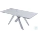 Carrara White Ceramic and Chrome Extendable Dining Table