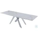 Carrara White Ceramic and Chrome Extendable Dining Table