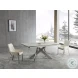 Carrara White Ceramic and Chrome Extendable Dining Table
