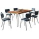 Nature's Edge Chestnut and Slate Blue Upholstered 7 Piece Dining Set