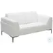 Davos White Leather Loveseat