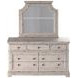 Providence Antique White 7 Drawer Dresser and Arched Mirror