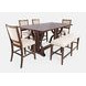 Fairview Oak and Beige Upholstered 6 Piece Dining Set with Bench and Nailhead Trim