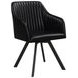 Arika Black And Gunmetal Tufted Sloped Arm Swivel Dining Chair