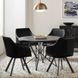 Arika Black And Gunmetal Tufted Sloped Arm Swivel Dining Chair