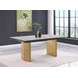 Vesa Beige and Brushed Gold 79" Glass Top Extendable Dining Table