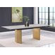 Vesa Beige and Brushed Gold 79" Glass Top Extendable Dining Table