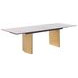 Vesa Beige and Brushed Gold 79" Glass Top Extendable Dining Table