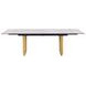 Vesa Beige and Brushed Gold 79" Glass Top Extendable Dining Table