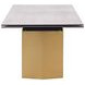 Vesa Beige and Brushed Gold 79" Glass Top Extendable Dining Table