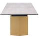 Vesa Beige and Brushed Gold 79" Glass Top Extendable Dining Table