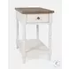 Grafton Farms Brushed White And Brown Chairside Table
