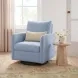 Nancy Chambray Blue Upholstered Swivel Glider Rocker Nursing Chair