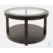Urban Icon Merlot Round Glass Inlay Cocktail Table