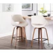 Fabrico Walnut And Cream Swivel Counter Height Stool Set Of 2 with Square Footrest
