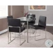 Fuji Stainless Steel And Black Faux Leather High Back Dining Chair Set Of 2