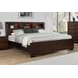 Jessica Cappuccino California King Storage Panel Bed with Bookcase and LED Light
