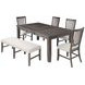 Willow Dark Brown and Beige Upholstered 6 Piece Dining Set with Nailhead Trim and Bench