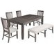Willow Dark Brown and Beige Upholstered 6 Piece Dining Set with Nailhead Trim and Bench