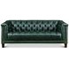 Picavel Green Leather 84" Sofa with Nailhead Trim