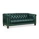 Picavel Green Leather 84" Sofa with Nailhead Trim