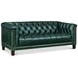 Picavel Green Leather 84" Sofa with Nailhead Trim