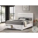 Felicity White High Gloss Queen Upholstered Platform Storage Bed