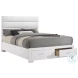 Felicity White High Gloss Queen Upholstered Platform Storage Bed