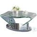 2062 Clear Glass And Polished Stainless Steel Motion Cocktail Table