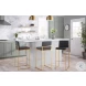 Fuji Grey PU And Gold Steel High Back Bar Stool Set of 2
