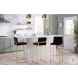 Fuji Black Velvet And Gold Steel High Back Bar Stool Set of 2
