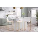 Fuji White Velvet And Gold Steel High Back Bar Stool Set of 2