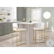 Fuji White PU And Gold Steel High Back Counter Height Stool Set of 2