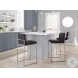 Fuji Black PU And Stainless Steel High Back Counter Height Stool Set of 2